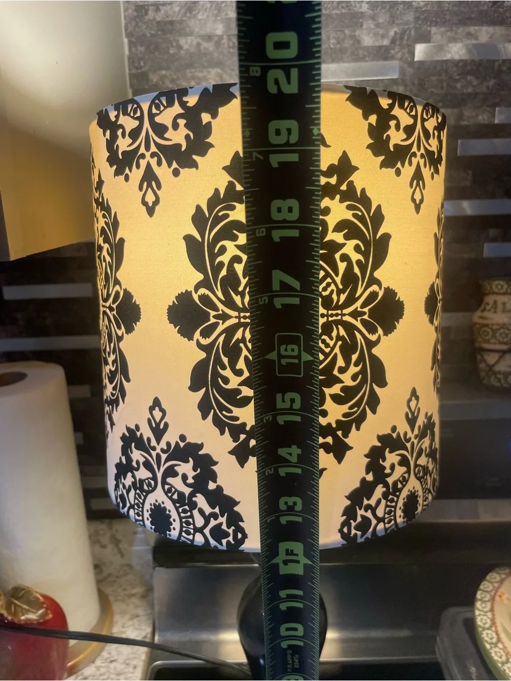 Black Table Lamp With Paisley Print Shade 20”
